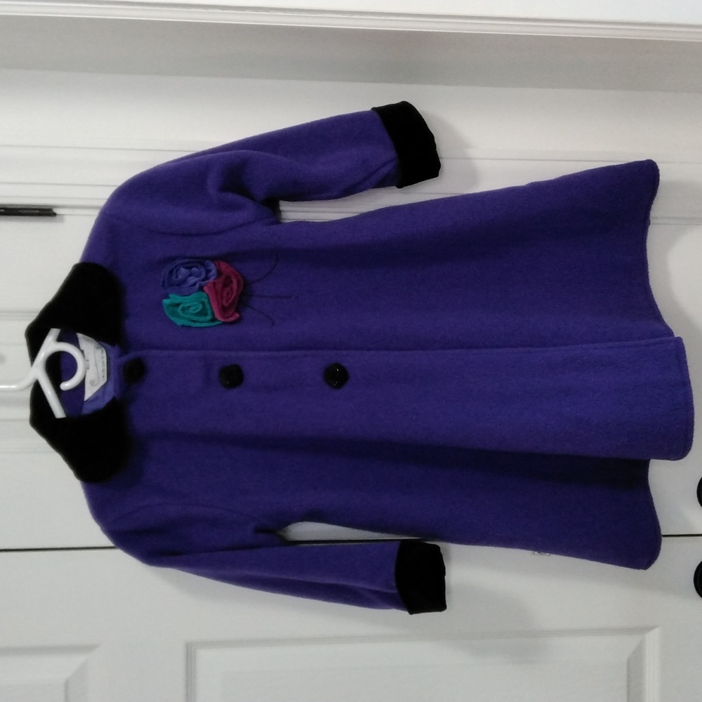 Vintage High Quality Ali Mac Purple Coat with Floral Accents